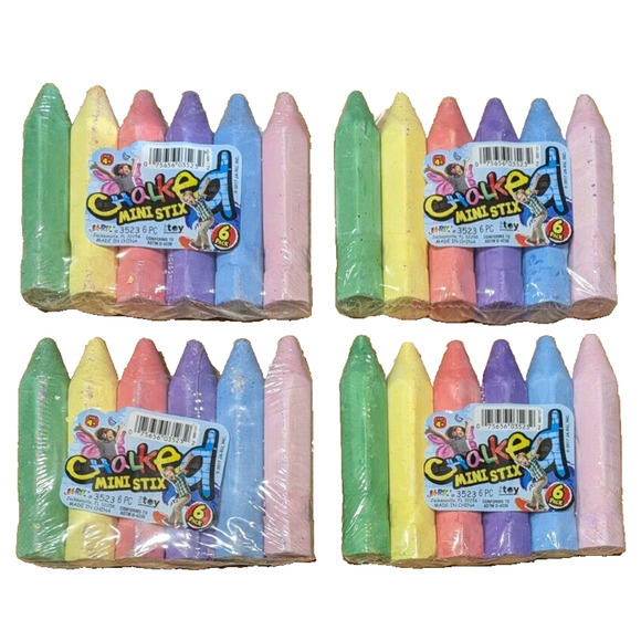 JA-RU Chalked Stix Sidewalk Chalk, 6 Per Pack, Kids 4 Pack Bundle (24 total) - Picture 1 of 5
